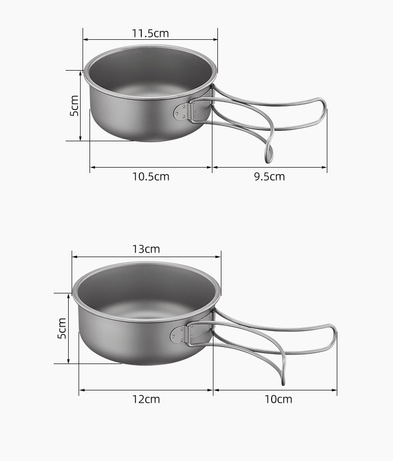 Pure titanium outdoor pot set,MA-XXT-021 frying pan, picnic camping combination tableware, foldable lightweight portable soup pot, frying pan set