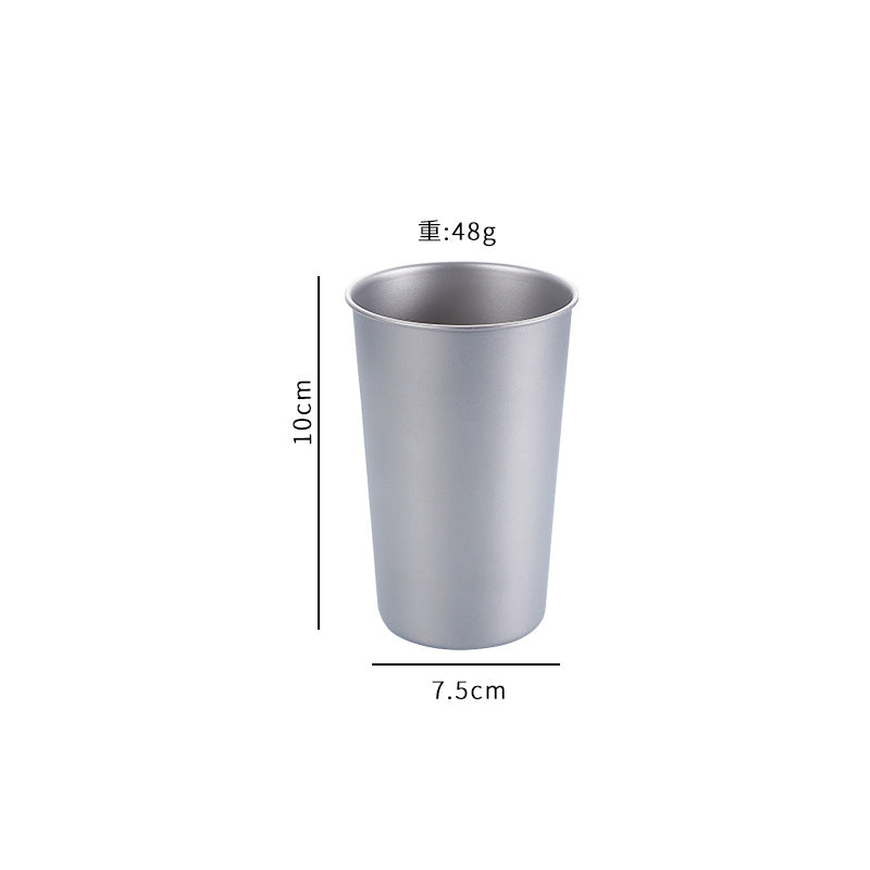 Outdoor household pure titanium single-layer beer cup, MA-XXT-042 frosted titanium cup, heat-resistant portable beverage large mouth cup, water cup