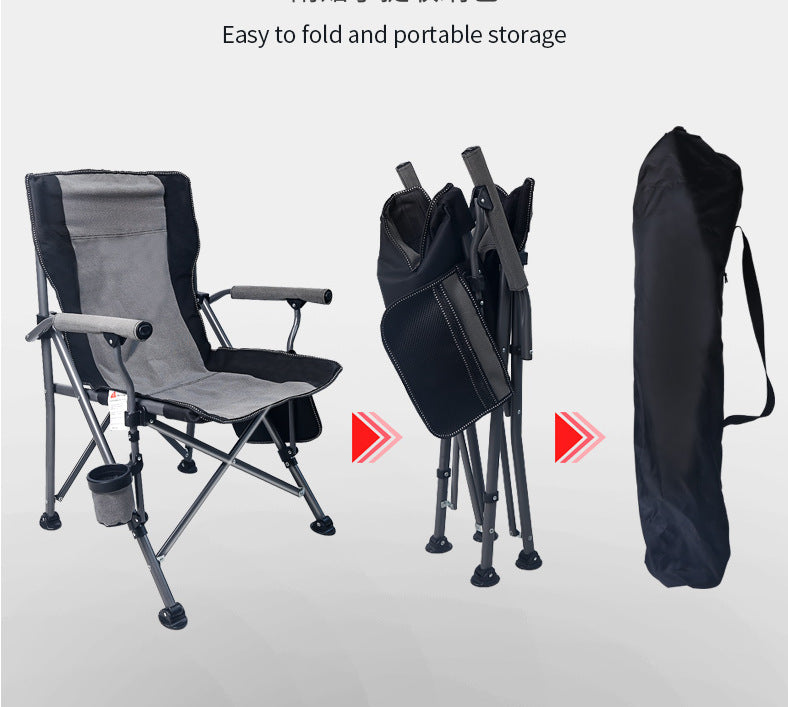 MA-YF-001 Silla de playa plegable portátil con reposabrazos grandes para exteriores, silla de director para acampar en el automóvil y para ocio, respaldo cómodo