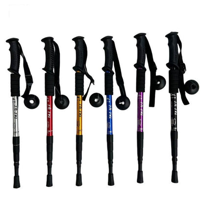 MA-YJ-006 Aluminum alloy shock-absorbing straight handle hiking cane, walking stick, outdoor hiking travel equipment manufacturer