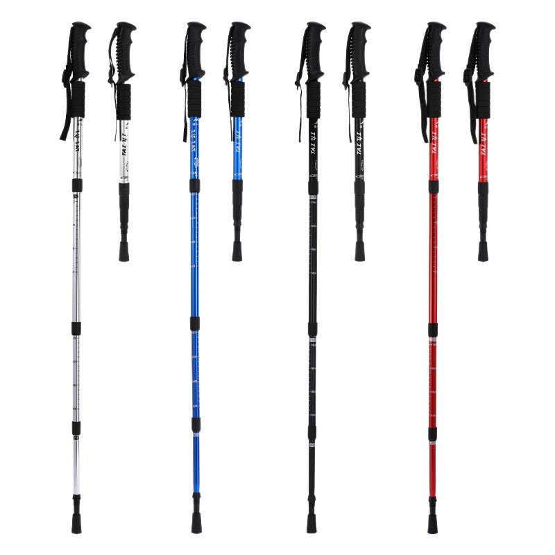 MA-YJ-006 Aluminum alloy shock-absorbing straight handle hiking cane, walking stick, outdoor hiking travel equipment manufacturer