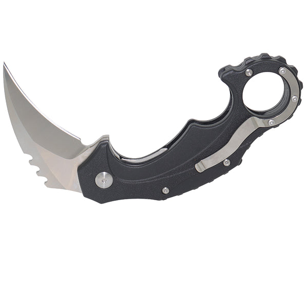 MASALONG kni189 Hard D2 steel blade folding claw karambit knife (Sanding blade Black handle)