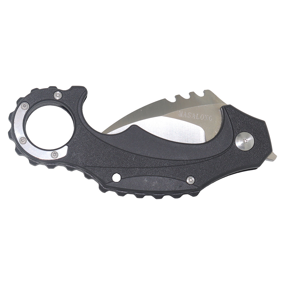 MASALONG kni189 Hard D2 steel blade folding claw karambit knife (Sanding blade Black handle)