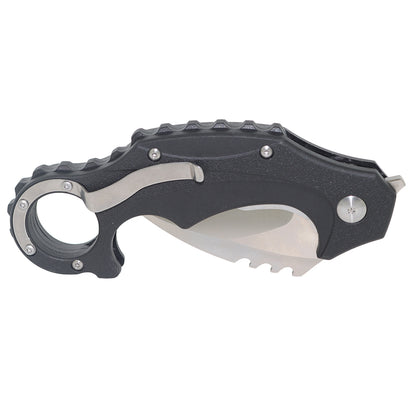 MASALONG kni189 Hard D2 steel blade folding claw karambit knife (Sanding blade Black handle)