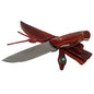 MASALONG Outdoor hunting camping straight knife kni196, ultra-hard VG10 steel blade, rosewood handle, carved tanned leather