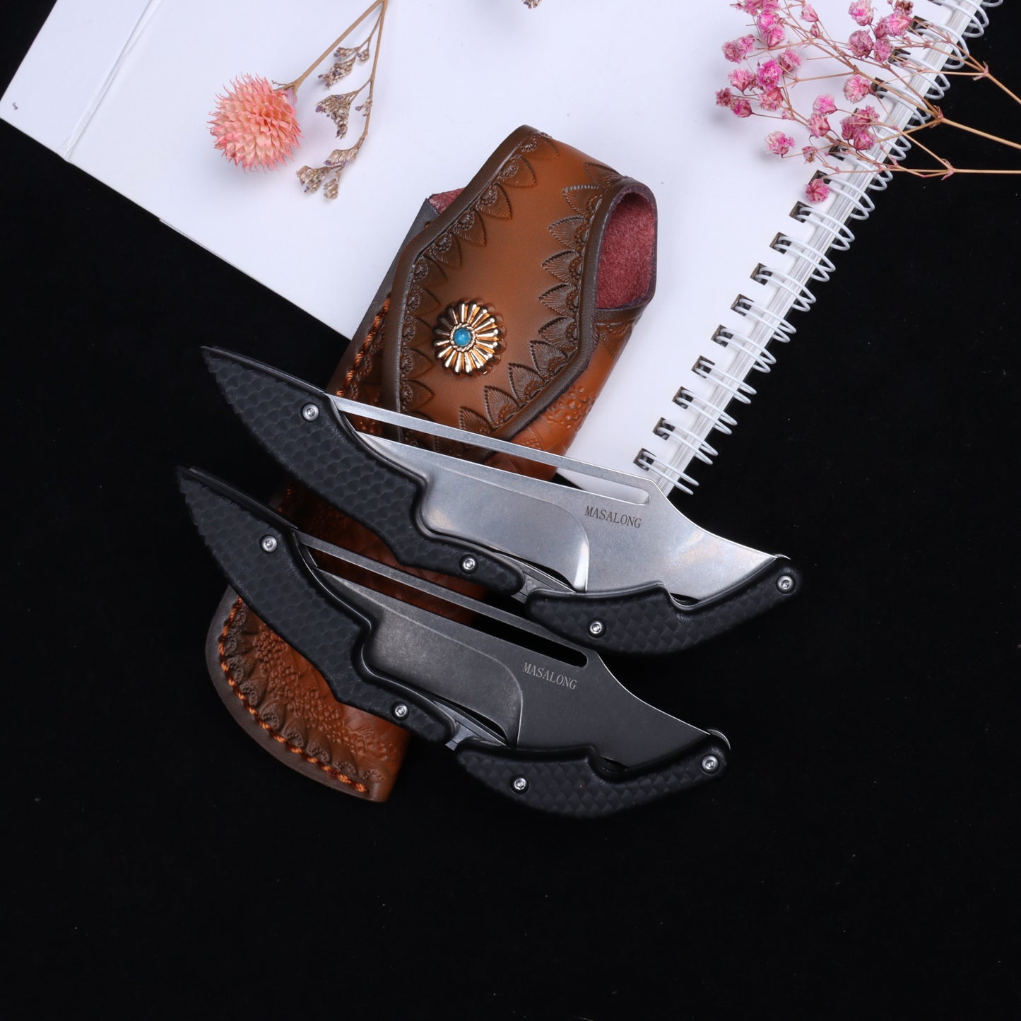 MASALONG Residual Wings KNI191 Damascus / 5cr15 steel folding collection knife