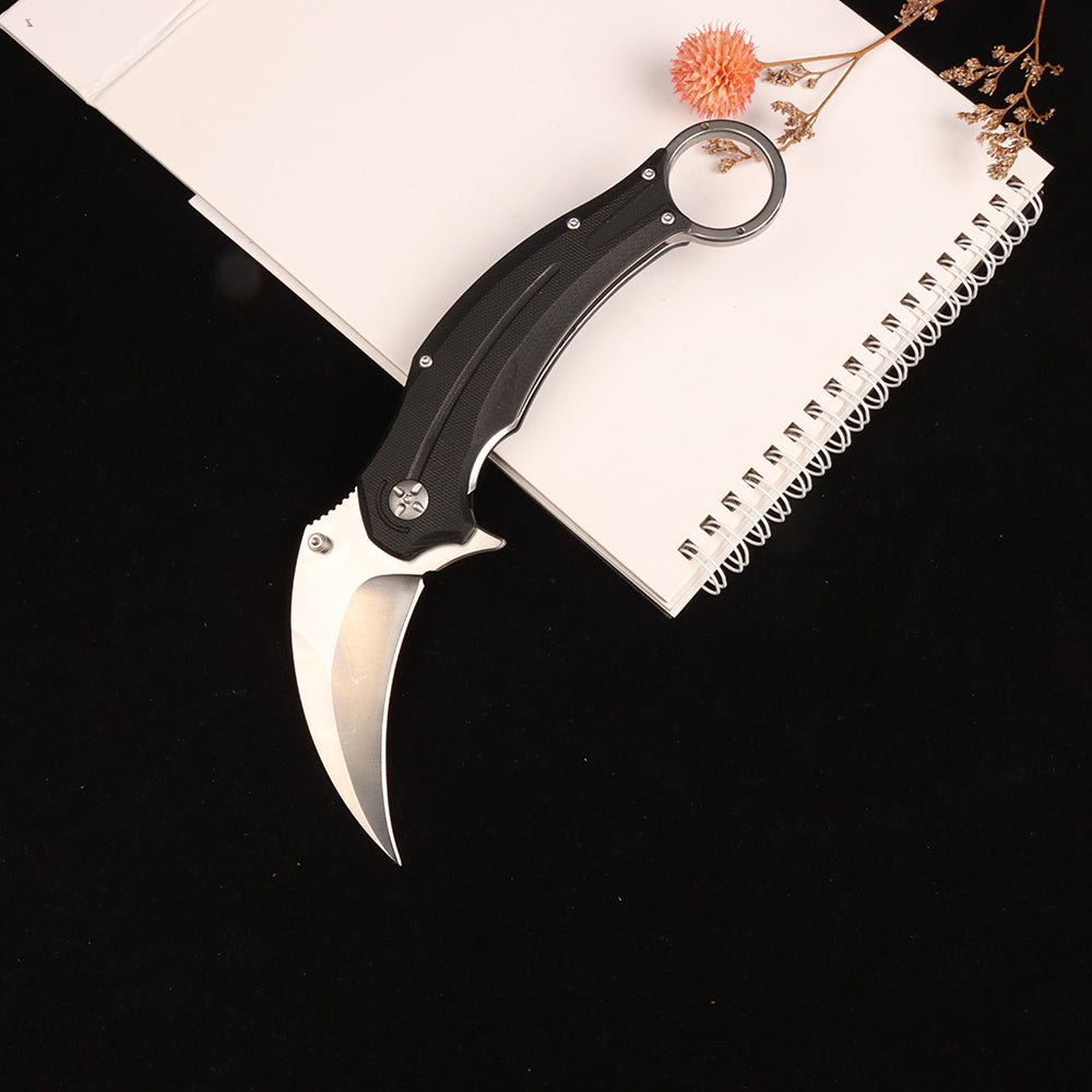 Masalong kni250 falcon folding claw pocket survival tactical knife D2 steel blade karambit