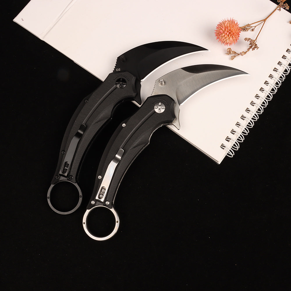 Masalong kni250 falcon folding claw pocket survival tactical knife D2 steel blade karambit