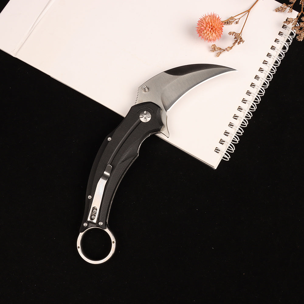 Masalong kni250 falcon folding claw pocket survival tactical knife D2 steel blade karambit