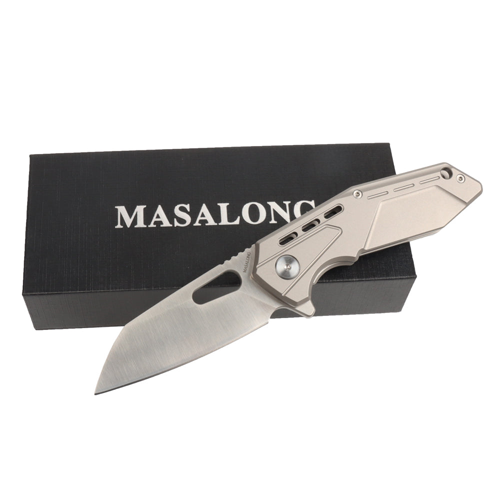 Masalong kni255 Folding Knife, M390 Blade and TC4 Titanium Alloy 