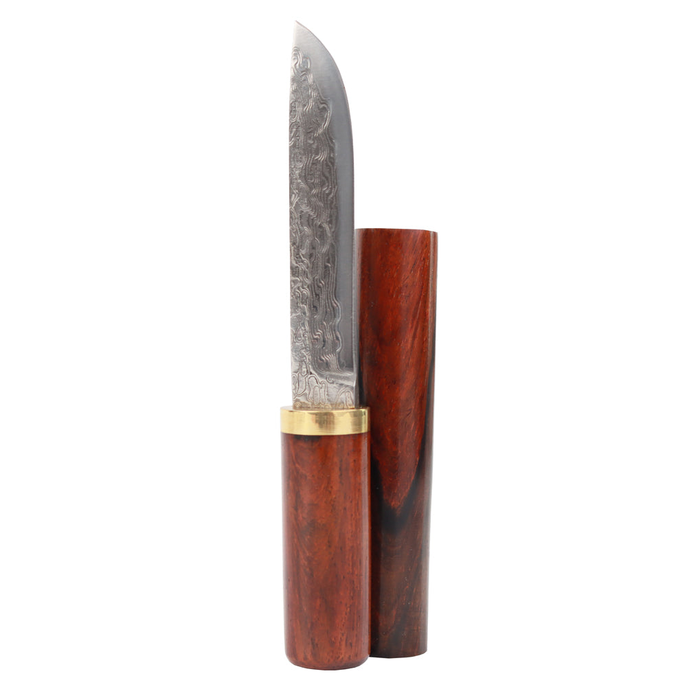 MASALONG KNI210 Damascus steel blade rosewood office decoration cigar shape knife