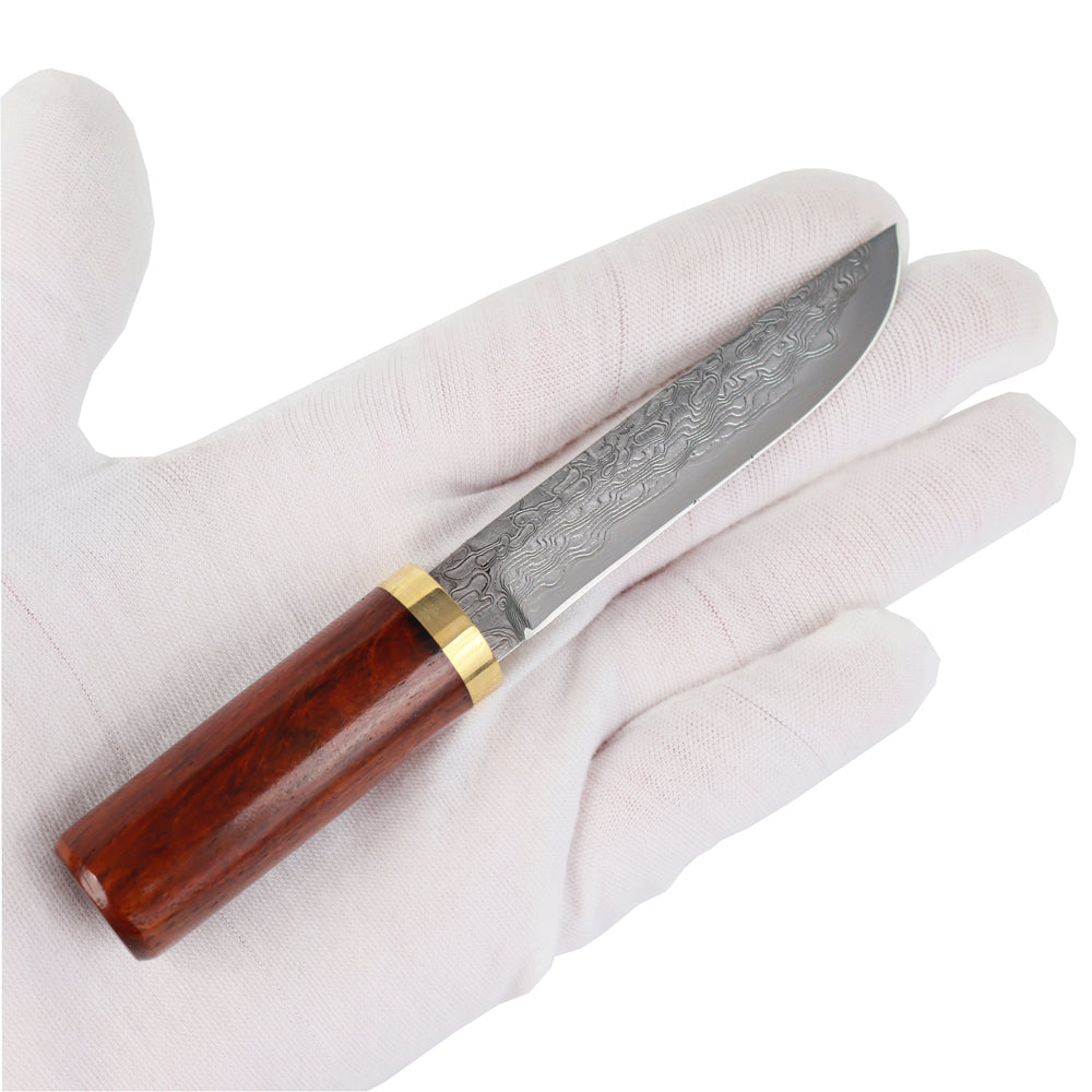 MASALONG KNI210 Damascus steel blade rosewood office decoration cigar shape knife