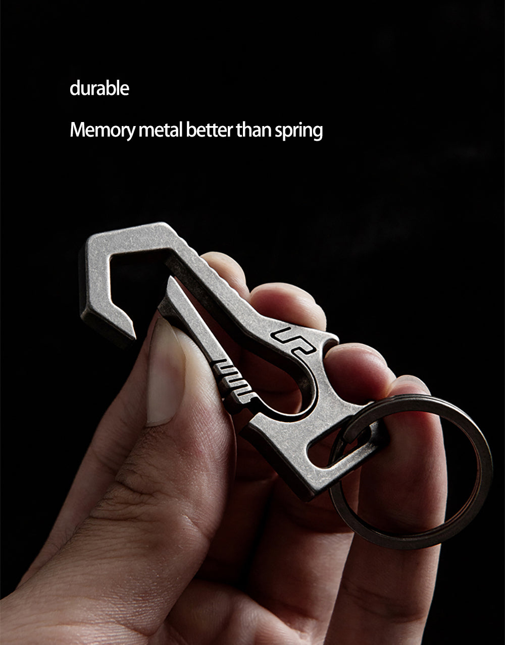 MASALONG MK02 real titanium alloy TC4, Carabiner Clip Retractable KeyChain Hooks Corkscrew for Men Women