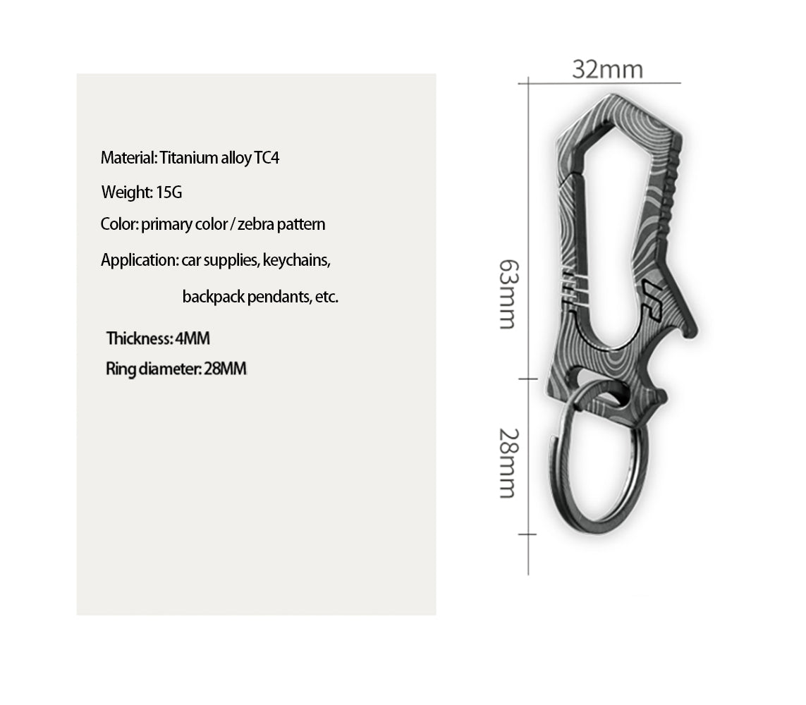 MASALONG MK02 real titanium alloy TC4, Carabiner Clip Retractable KeyChain Hooks Corkscrew for Men Women