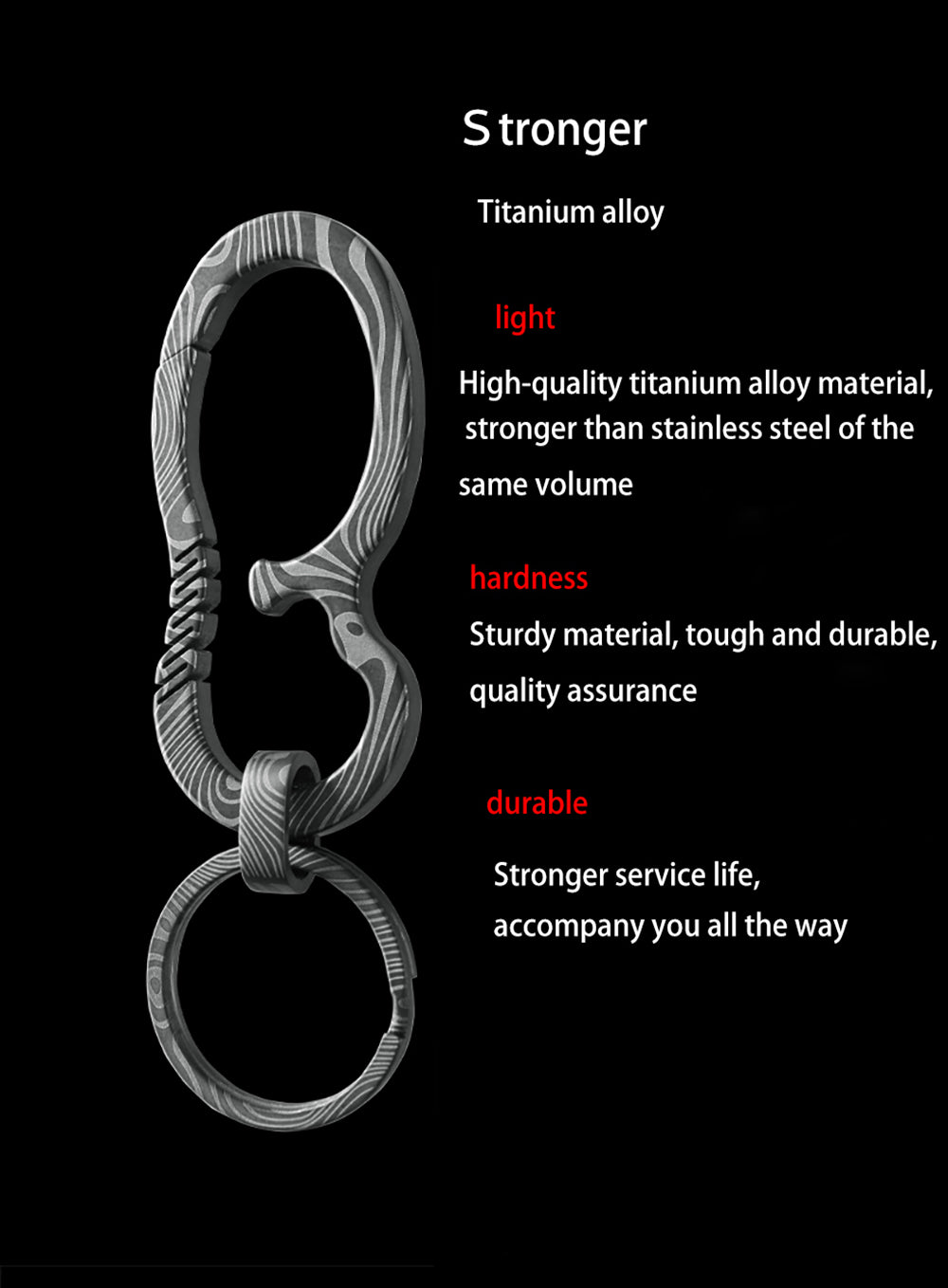 MASALONG MK05 Key Chain Holder Titanium alloy TC4 for Home,Camping,Fishing,Hiking,Travel