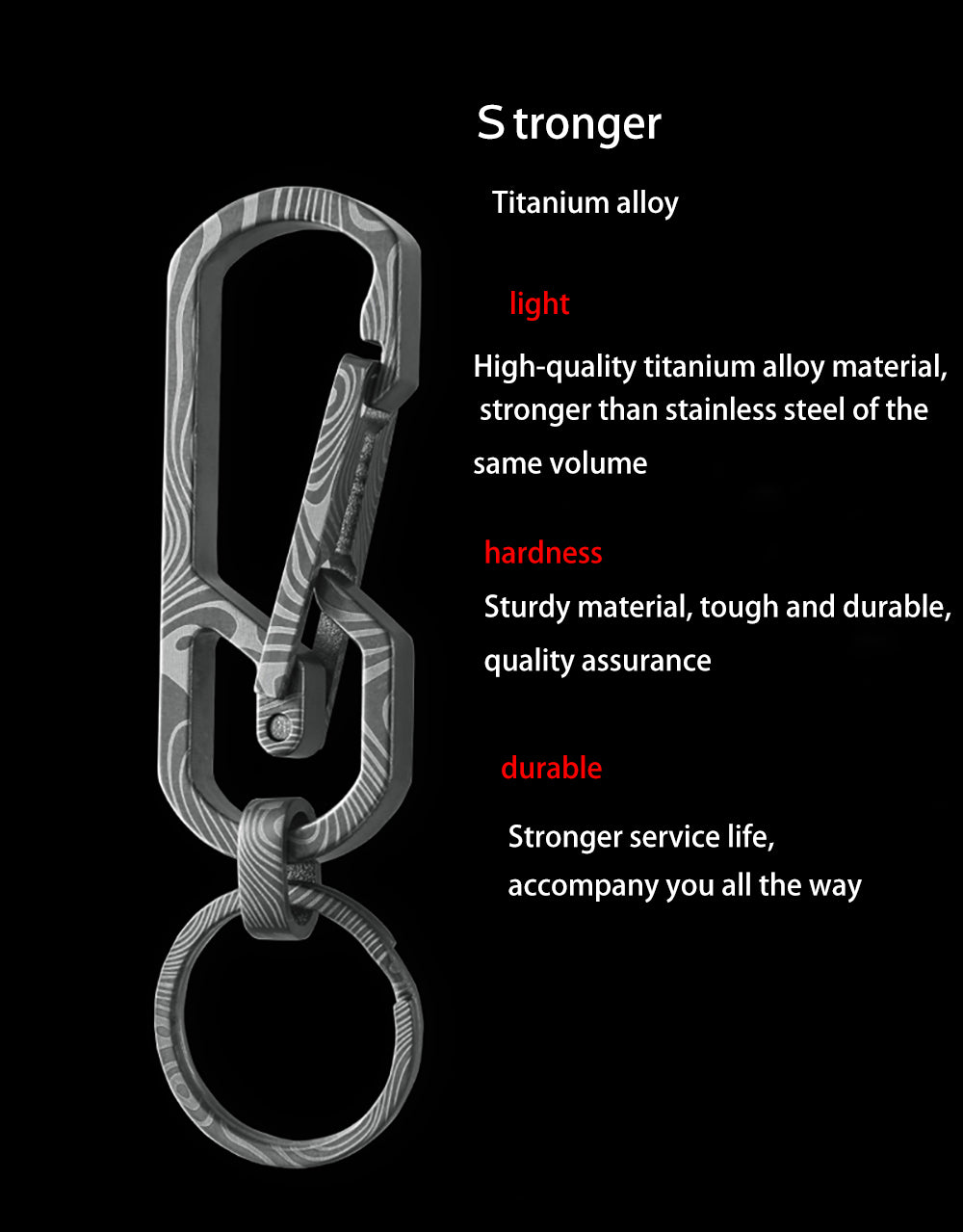 MASALONG MK06 Titanium Quick Release Keychain Duty Key Chain Hook Durable Integrated Spring Clip key chain