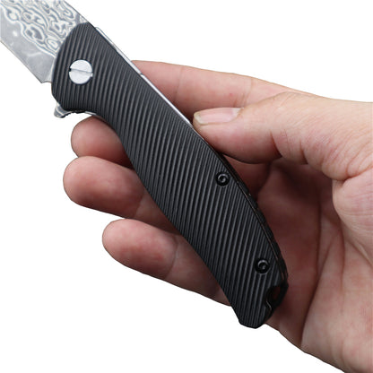 MASALONG Kni138 High Hardness Damascus Folding Knife Tactical Survival Knives Camping Blade EDC Tools