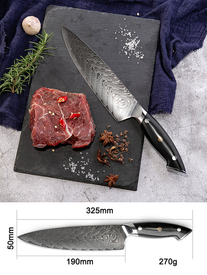 Cuchillos de chef MASALONG kitchen14 - Cuchillo de chef de cocina Pro VG10 Damasco de 67 capas de acero - Mango G10 apto para lavavajillas - 8"