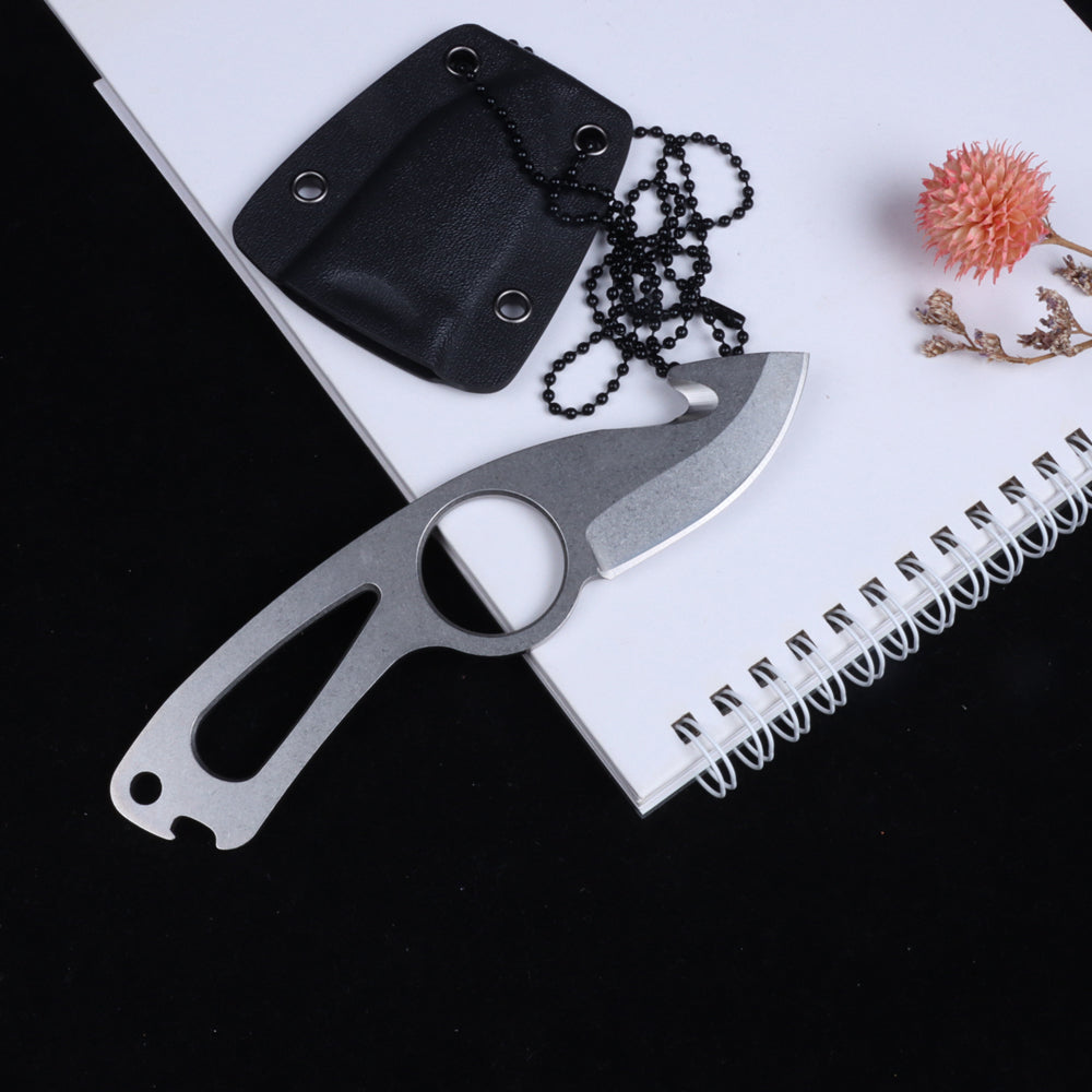 MASALONG 8CR14MOV Small Fixed Blade Neck Knife Full Tang with Knife Sheath,multifunctional Tool Knife Sharpener for Outdoor, Camping, Hiking